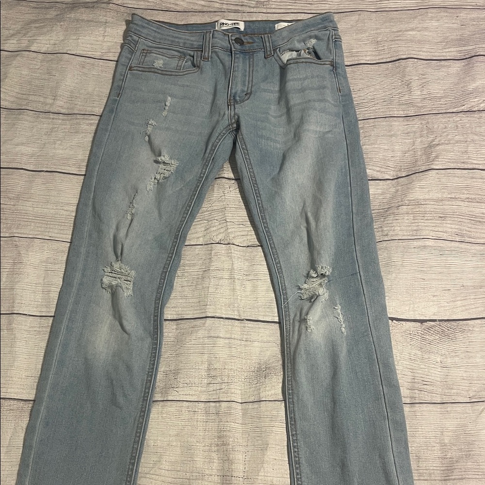 Boys Light Blue Distressed Jeans 10 slim